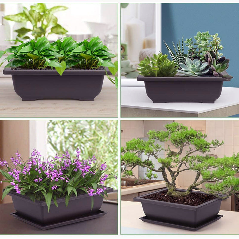 Antique Rectangular Plastic Flower Pots Succulent Small Potted Plants Can Be Equipped With Trays